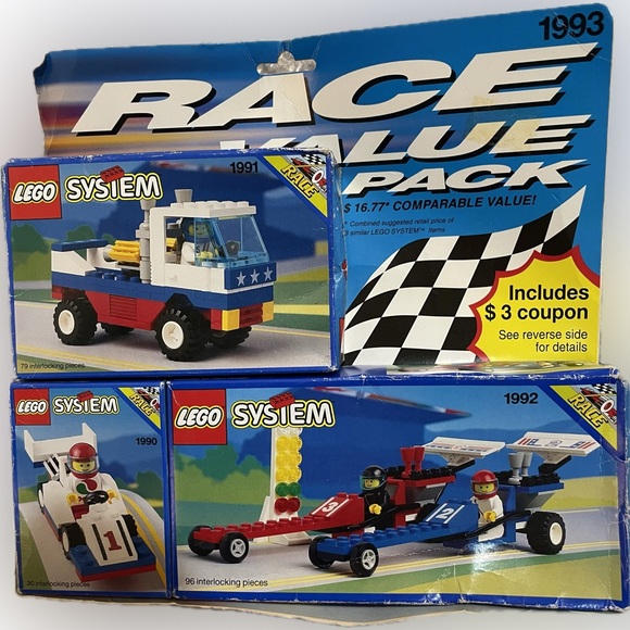 Rare LEGO 1993 Race Value 3-Pack Vintage NIB